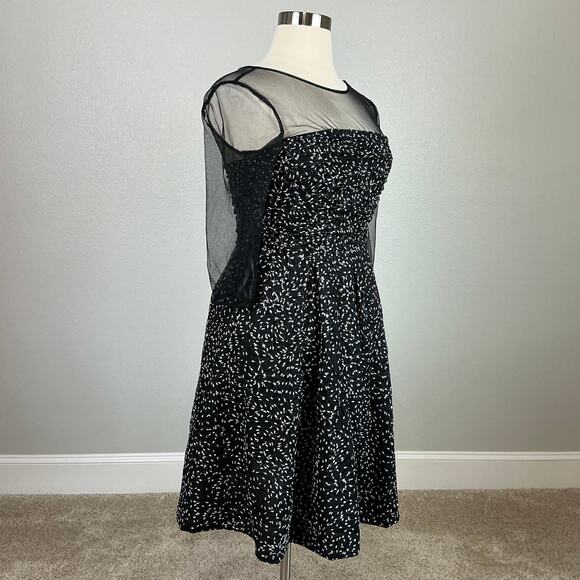 JS Collections Sequin Midi Fit and Flare 3/4 Sleeve Cocktail Dress Black Size 12 - Picture 2 of 13